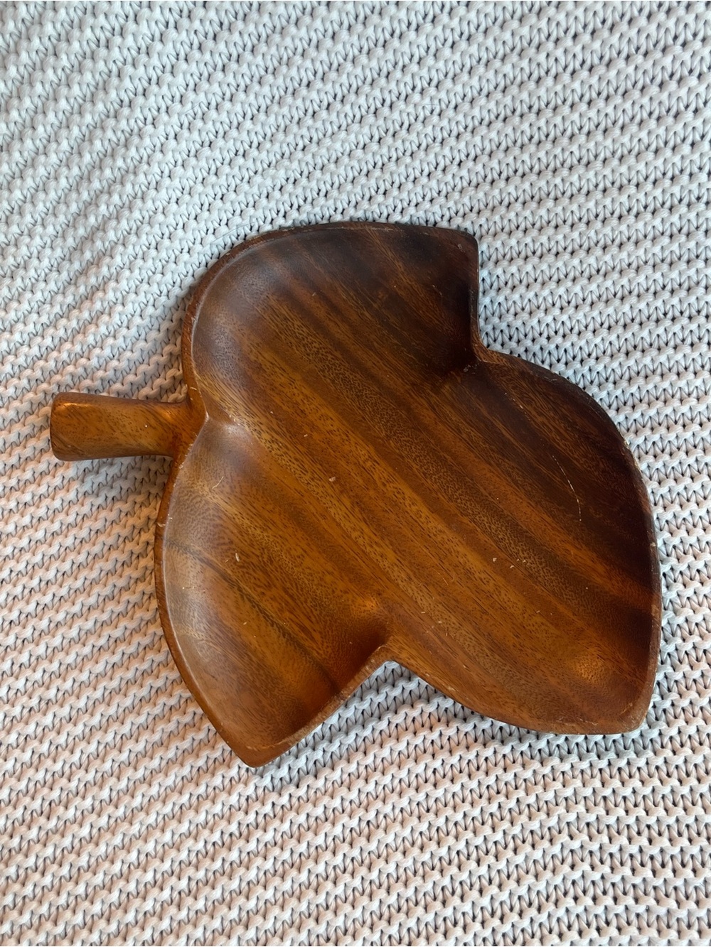 Handcrafted Wood Leaf Accent Dish - Brown